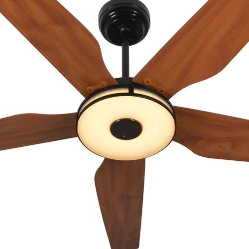 Explorer 52 In. Best Smart Ceiling Fan with Dimmable Led Light, Remote Control, Black/wood Grain Pattern, 5 - Blade W/ Alexa/Google Home Compatible - LEDMyPlace