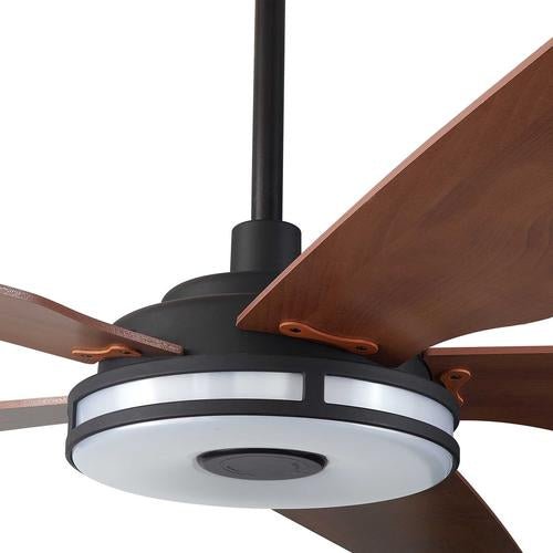 Explorer 52 In. Best Smart Ceiling Fan with Dimmable Led Light, Remote Control, Black/wood Grain Pattern, 5 - Blade W/ Alexa/Google Home Compatible - LEDMyPlace