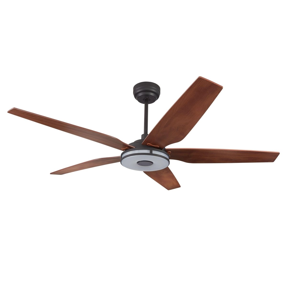 Explorer 52 In. Best Smart Ceiling Fan with Dimmable Led Light, Remote Control, Black/wood Grain Pattern, 5 - Blade W/ Alexa/Google Home Compatible - LEDMyPlace