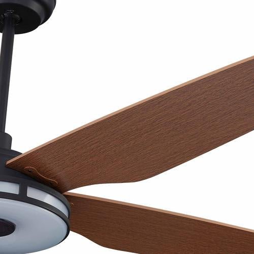 Explorer 52 In. Best Smart Ceiling Fan with Remote Control & Led Light, 5 - Blade, Black/fine Wood Grain Pattern, Alexa/Google Home/Siri Compatible - LEDMyPlace