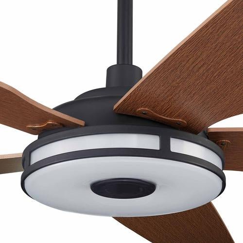 Explorer 52 In. Best Smart Ceiling Fan with Remote Control & Led Light, 5 - Blade, Black/fine Wood Grain Pattern, Alexa/Google Home/Siri Compatible - LEDMyPlace