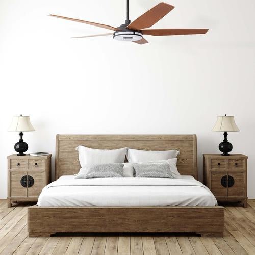 Explorer 52 In. Best Smart Ceiling Fan with Remote Control & Led Light, 5 - Blade, Black/fine Wood Grain Pattern, Alexa/Google Home/Siri Compatible - LEDMyPlace