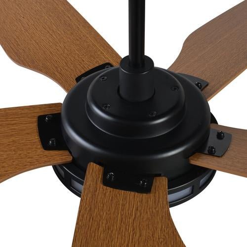 Explorer 52 In. Best Smart Ceiling Fan with Remote Control & Led Light, 5 - Blade, Black/fine Wood Grain Pattern, Alexa/Google Home/Siri Compatible - LEDMyPlace