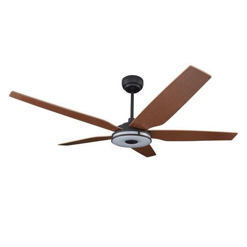 Explorer 52 In. Best Smart Ceiling Fan with Remote Control & Led Light, 5 - Blade, Black/fine Wood Grain Pattern, Alexa/Google Home/Siri Compatible - LEDMyPlace