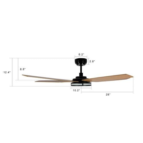 Explorer 52 In. Best Smart Ceiling Fan with Remote Control & Led Light, 5 - Blade, Black/fine Wood Grain Pattern, Alexa/Google Home/Siri Compatible - LEDMyPlace