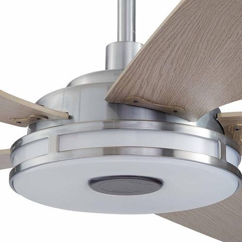 Explorer 52 In. Indoor/outdoor Best Smart Ceiling Fan with Dimmable Led Light, Remote Control, Works W/ Alexa/Google Home/Siri, Silver/light Wooden Pattern ( 5 - Blade) - LEDMyPlace