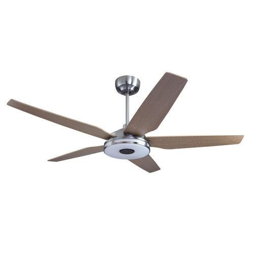 Explorer 52 In. Indoor/outdoor Best Smart Ceiling Fan with Dimmable Led Light, Remote Control, Works W/ Alexa/Google Home/Siri, Silver/light Wooden Pattern ( 5 - Blade) - LEDMyPlace