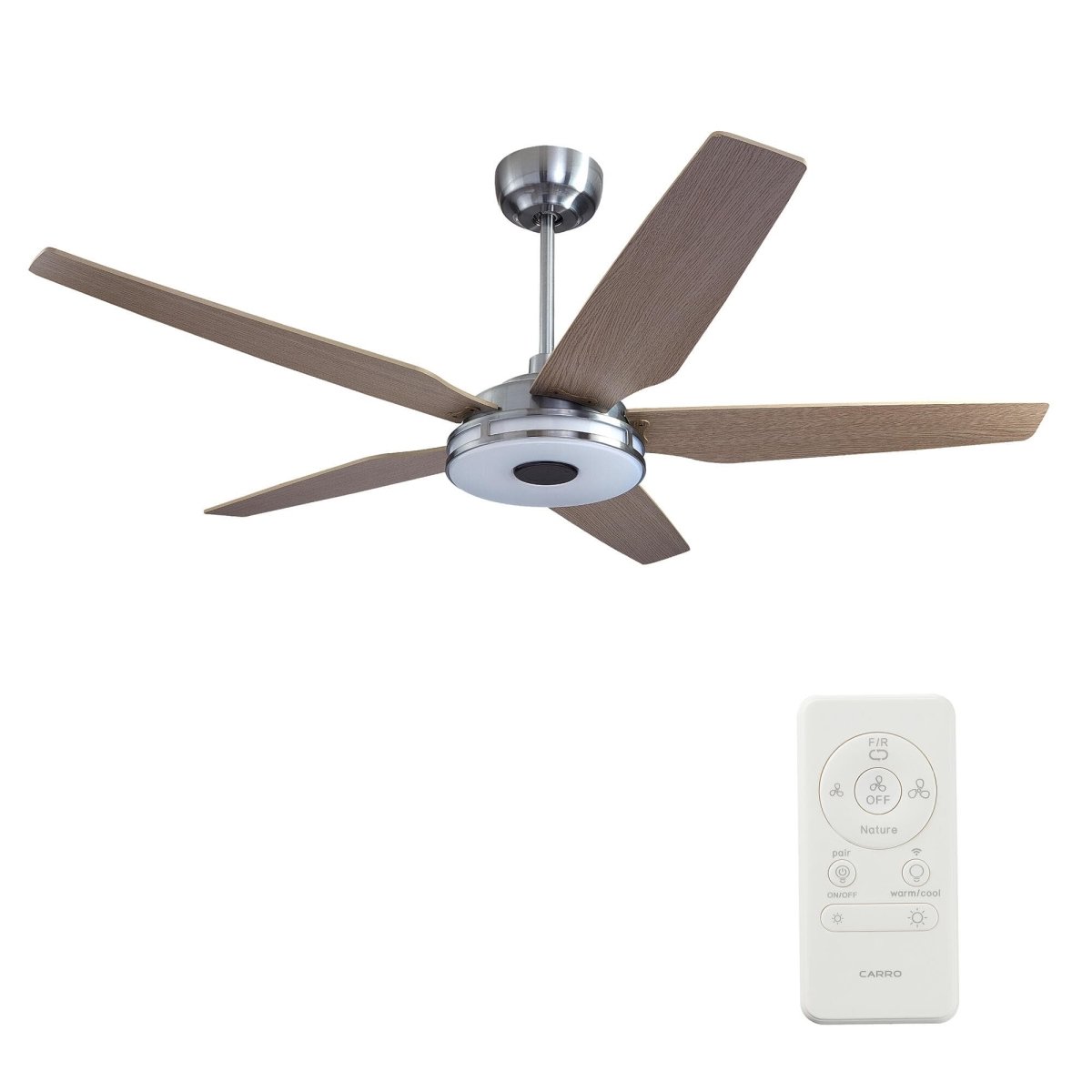 Explorer 52 In. Indoor/outdoor Best Smart Ceiling Fan with Dimmable Led Light, Remote Control, Works W/ Alexa/Google Home/Siri, Silver/light Wooden Pattern ( 5 - Blade) - LEDMyPlace