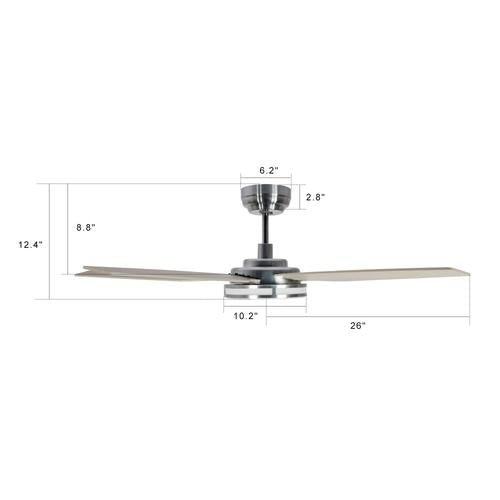 Explorer 52 In. Indoor/outdoor Best Smart Ceiling Fan with Dimmable Led Light, Remote Control, Works W/ Alexa/Google Home/Siri, Silver/light Wooden Pattern ( 5 - Blade) - LEDMyPlace