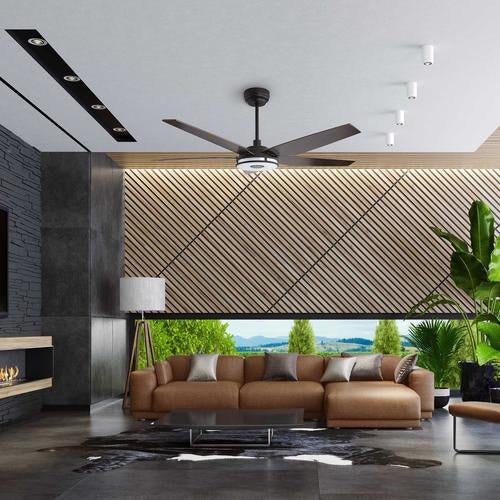 Explorer 52 In. Indoor/outdoor Wi - Fi Best Smart Ceiling Fan with Light & Remote, Works with Alexa/Google Home, Black/dark Wooden Pattern (5 - Blade) - LEDMyPlace