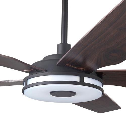 Explorer 52 In. Indoor/outdoor Wi - Fi Best Smart Ceiling Fan with Light & Remote, Works with Alexa/Google Home, Black/dark Wooden Pattern (5 - Blade) - LEDMyPlace