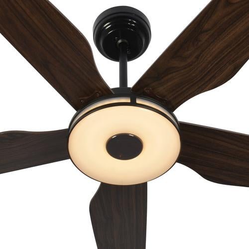 Explorer 52 In. Indoor/outdoor Wi - Fi Best Smart Ceiling Fan with Light & Remote, Works with Alexa/Google Home, Black/dark Wooden Pattern (5 - Blade) - LEDMyPlace