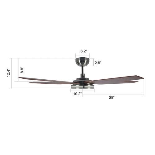 Explorer 56" (5 - Blade) Best Smart Ceiling Fan w/ LED Light & Remote, Silver/Wood Grain Pattern Finish, Alexa/Google Home/Siri Compatible - LEDMyPlace