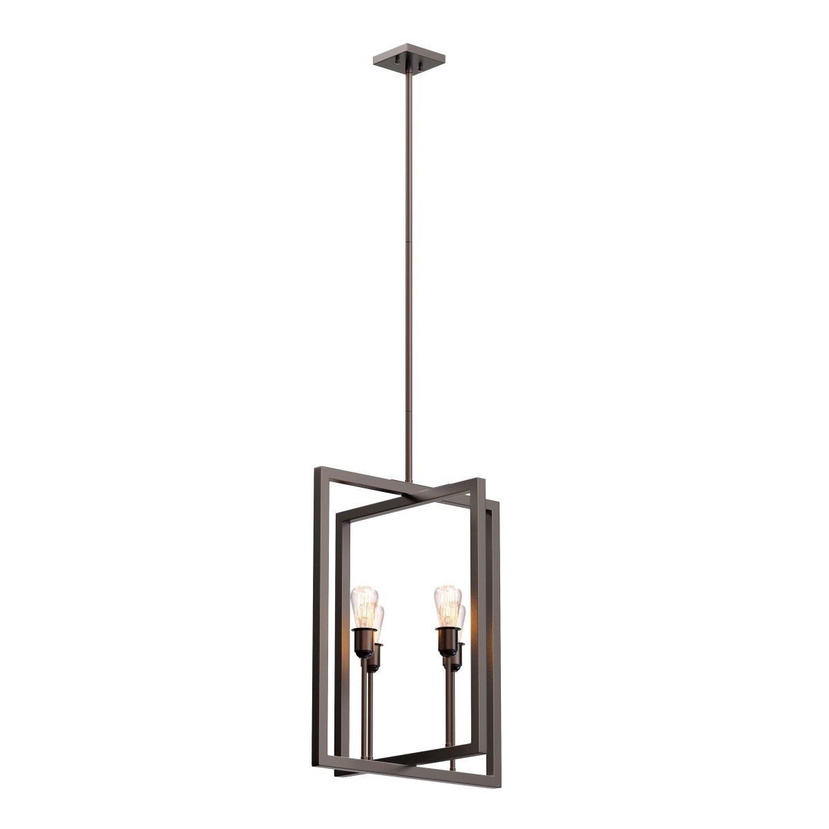 Farmhouse Chandelier, 4 - Light Foyer Lighting for Dining Room, E26 Base, Brushed Nickel/Oil Rubbed Bronze Finish - LEDMyPlace