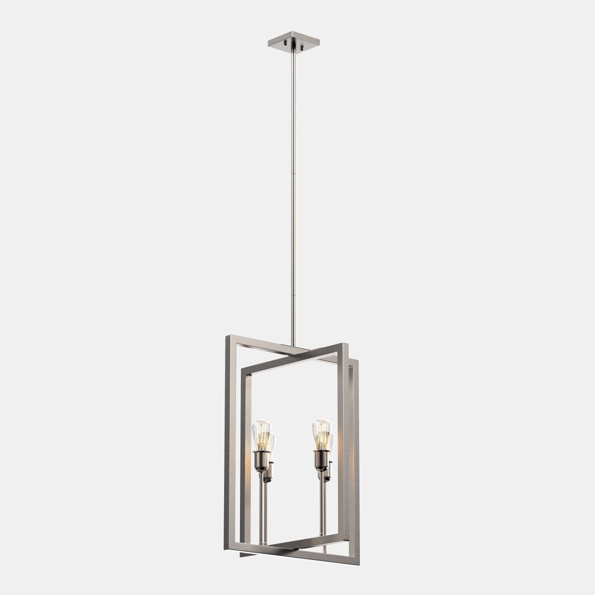 Farmhouse Chandelier, 4 - Light Foyer Lighting for Dining Room, E26 Base, Brushed Nickel/Oil Rubbed Bronze Finish - LEDMyPlace