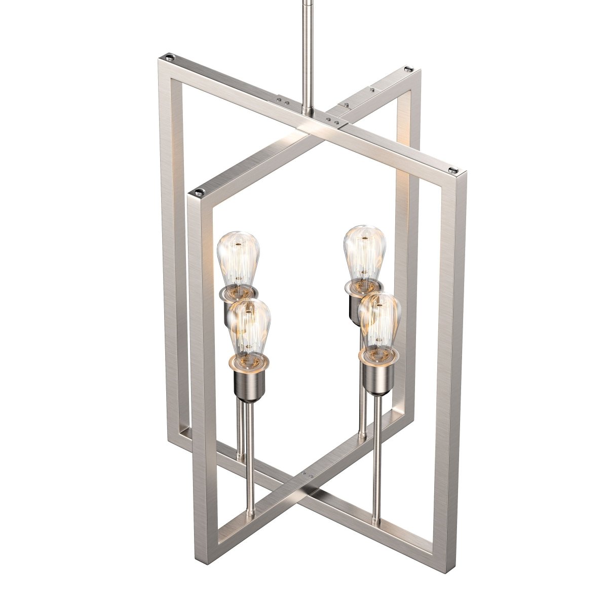 Farmhouse Chandelier, 4 - Light Foyer Lighting for Dining Room, E26 Base, Brushed Nickel/Oil Rubbed Bronze Finish - LEDMyPlace