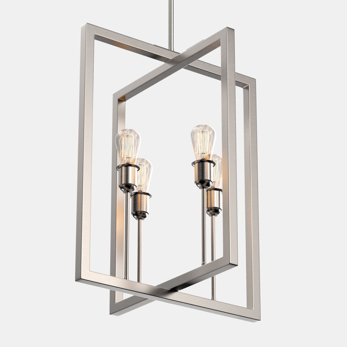 Farmhouse Chandelier, 4 - Light Foyer Lighting for Dining Room, E26 Base, Brushed Nickel/Oil Rubbed Bronze Finish - LEDMyPlace