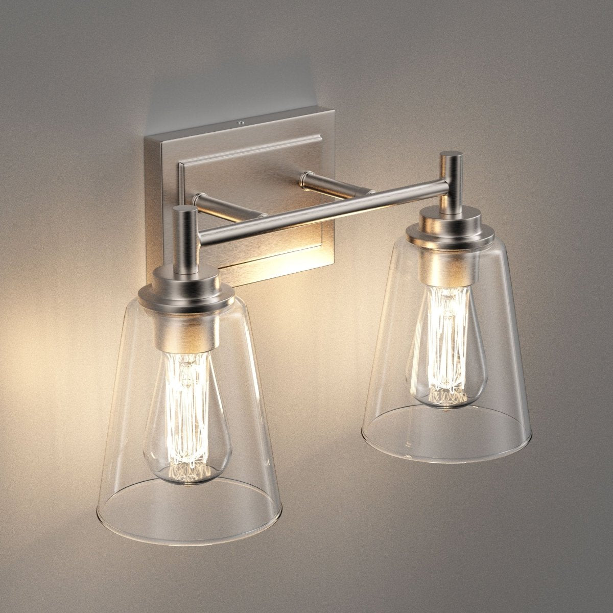 Flared Shape Bathroom Light Fixtures with Clear Glass Shade, E26 Base, UL Listed for Damp Location, Wall Mount, Bathroom Vanity Lighting - LEDMyPlace