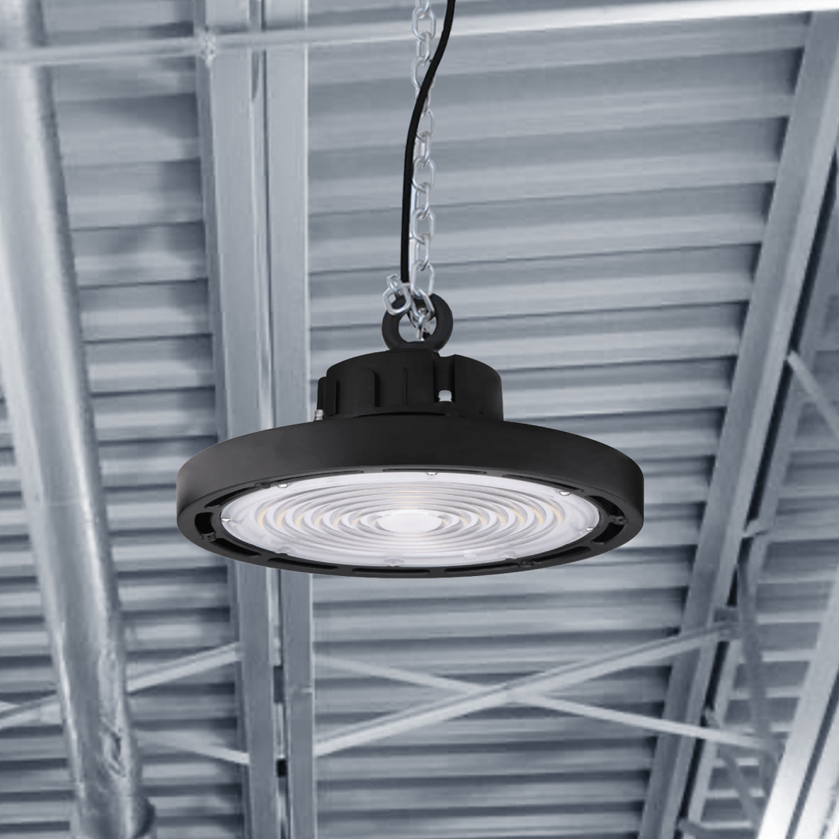 Gen13 100W UFO LED High Bay Light, 4000K, AC120-277V, 90° PC lens, IP65 Factory Warehouse Industrial Lighting, Black