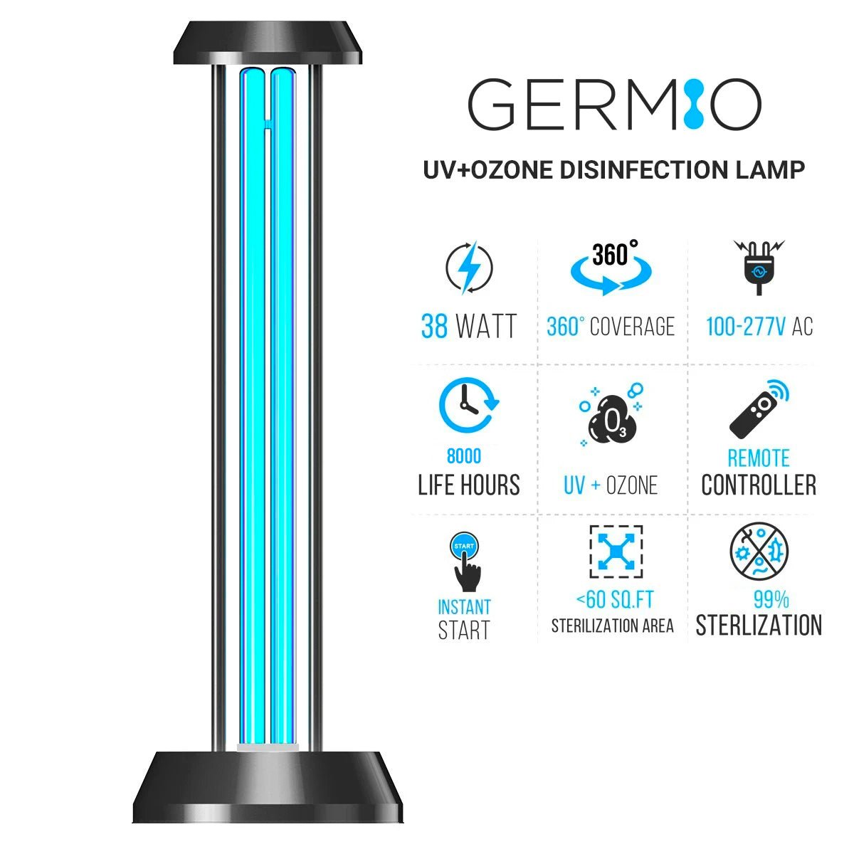 GERMI - O - 38W UV Disinfection Lamp / Sterilization Lamp / Germicidal Lamp - LEDMyPlace