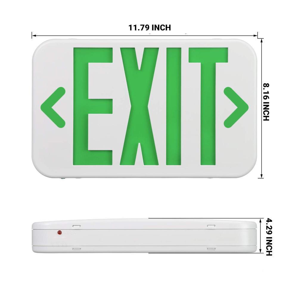 Green LED Exit Sign, Double Sided, 4W, UL,CUL, AC 120V - 277V, 90 - min Backup Battery, Exit Light for Business, Residential - LEDMyPlace