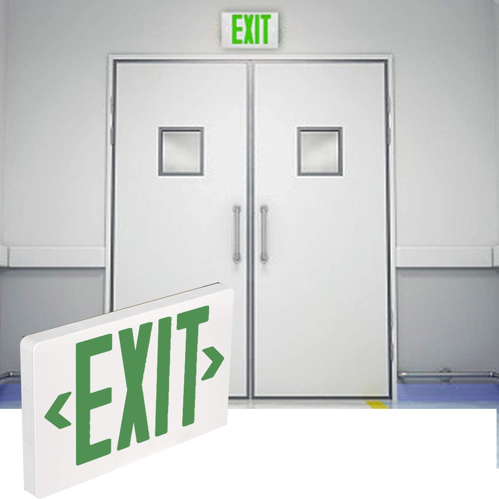 Green LED Exit Sign, Double Sided, 4W, UL,CUL, AC 120V - 277V, 90 - min Backup Battery, Exit Light for Business, Residential - LEDMyPlace