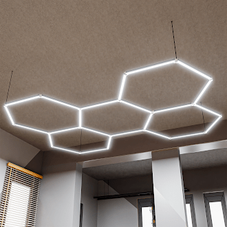 Hexagon LED Garage Light, 5 Hex Kit (24pcs), 6w/pc (Total Power 144W), 6500K, 120 - 130lm/w, AC100 - 277v,IP44, CRI:>80, For Garage, Shop, Gym, Basement, Barbershop, Warehouse, Car Detailing Shop - LEDMyPlace