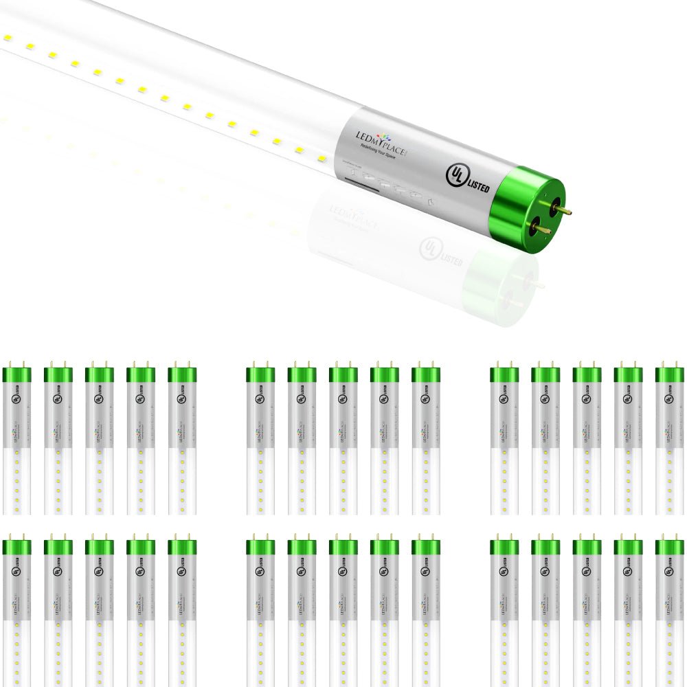 Hybrid T8 4ft LED Tube/Bulb - Glass 18W 2400 Lumens 4000K Clear, Single End/Double End Power - Ballast Compatible or Bypass (Check Compatibility List) - LEDMyPlace