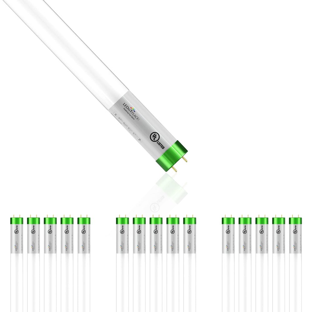 Hybrid T8 4ft LED Tube/Bulb - Glass 18W 2400 Lumens 4000K Frosted, Single End/Double End Power - Ballast Compatible or Bypass (Check Compatibility List) - LEDMyPlace