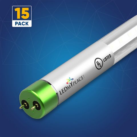 Hybrid T8 4ft LED Tube/Bulb - Glass 18W 2400 Lumens 4000K Frosted, Single End/Double End Power - Ballast Compatible or Bypass (Check Compatibility List) - LEDMyPlace