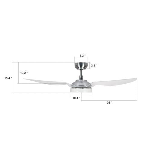 Icebreaker 52 in. Silver Best Smart Ceiling Fan w/ Dimmable LED Light, WiFi Fan Work with Alexa/Google Home/Siri/Remote Control (3 - Blade) - LEDMyPlace