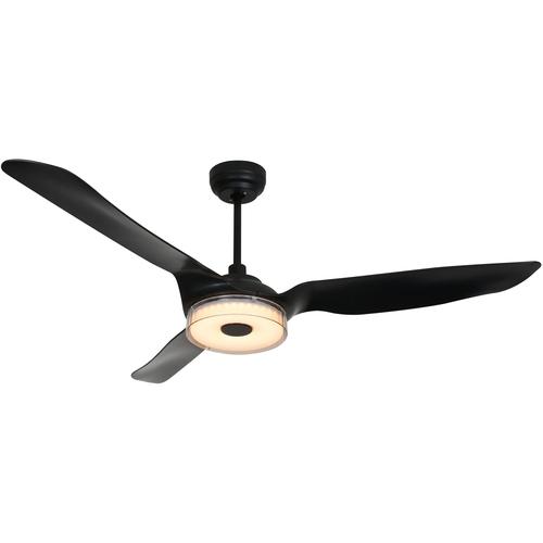 Icebreaker 56 In. 3 - Blade Black Best Smart Ceiling Fan, Dimmable Led Light with Remote Control, Works W/ Alexa/Google Home/Siri (3 - Blade) - LEDMyPlace