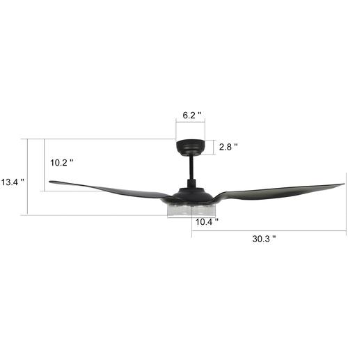 Icebreaker 56 In. 3 - Blade Black Best Smart Ceiling Fan, Dimmable Led Light with Remote Control, Works W/ Alexa/Google Home/Siri (3 - Blade) - LEDMyPlace