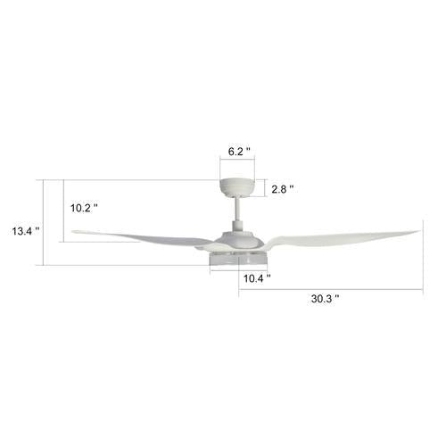 Icebreaker 56 in. (3 - Blade) Modern White Best Ceiling Fan w/ Remote & Dimmable LED Light, Works w/ Alexa/Google Home/Siri - LEDMyPlace