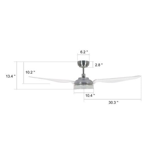 Icebreaker 56 in. LED Best Smart Ceiling Fan with Remote (3 - Blade) Silver Finish (Voice Control) w/ Alexa/Google Home/Siri - LEDMyPlace