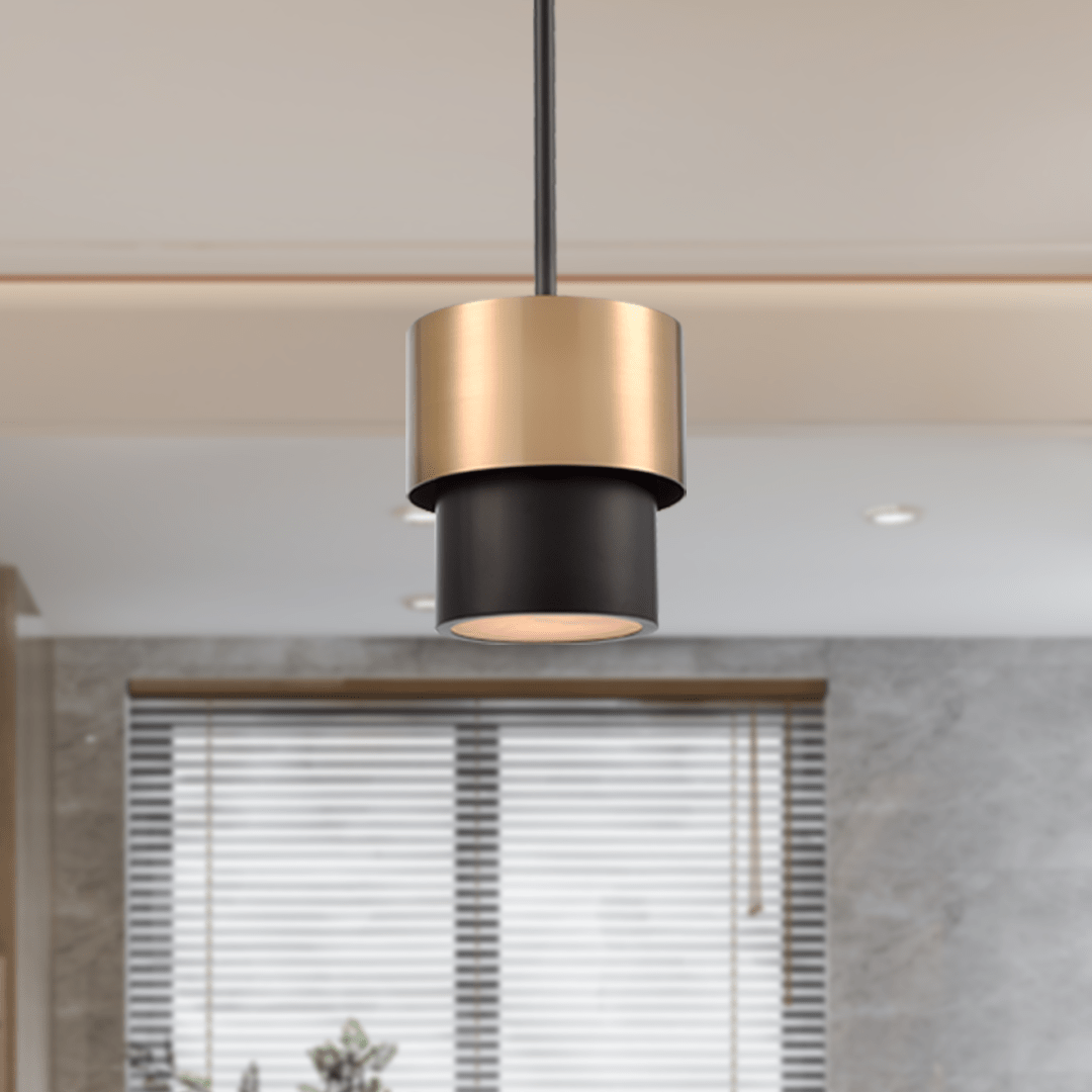 Industrial Pendant Light Brass and Matte Black Hardware with White Alabaster Diffuser, E12 Base - LEDMyPlace