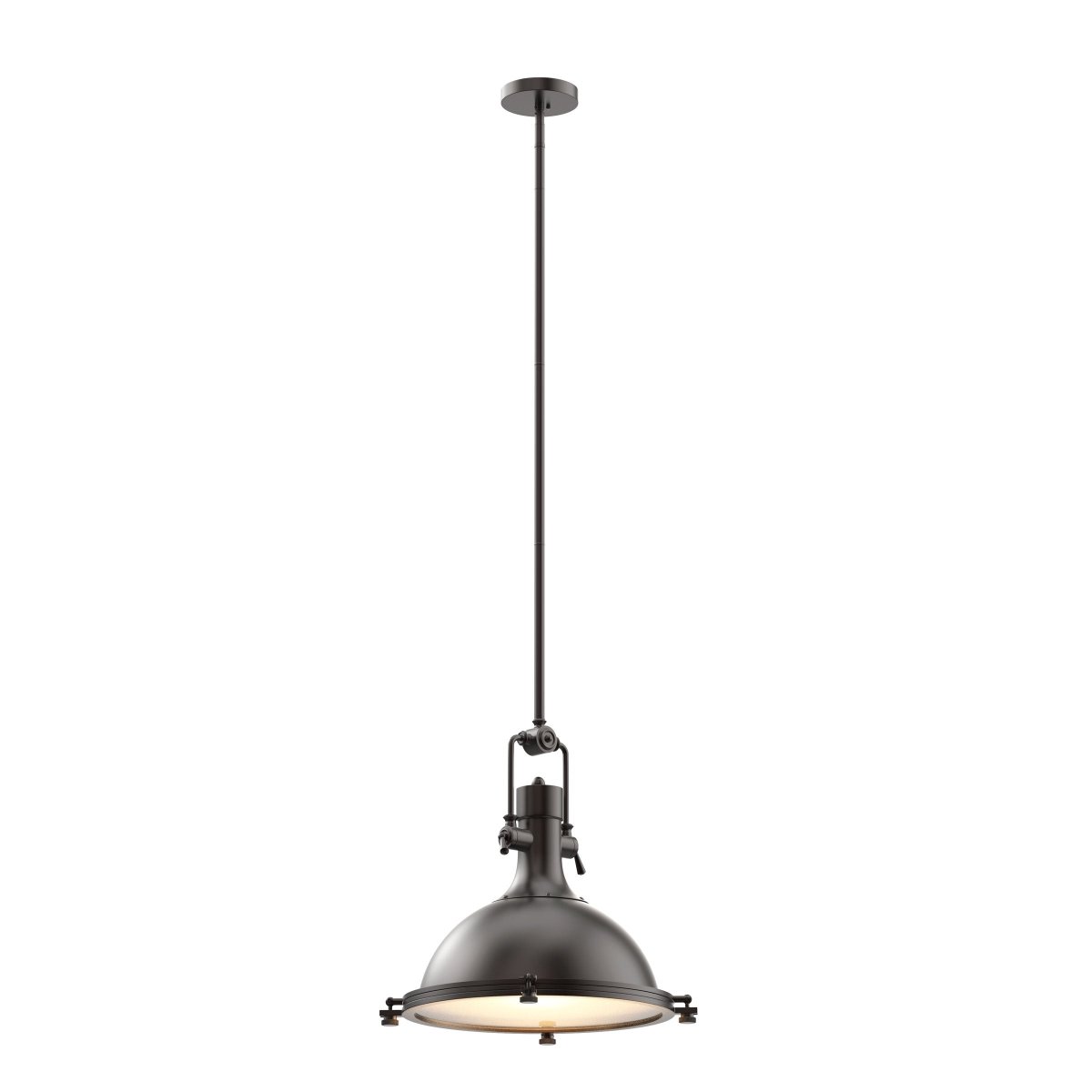 Industrial Pendant Light Fixture, Bronze Finish, Dome Shape, Includes Extension Rods 1x6"+3x12", E26 Base - LEDMyPlace