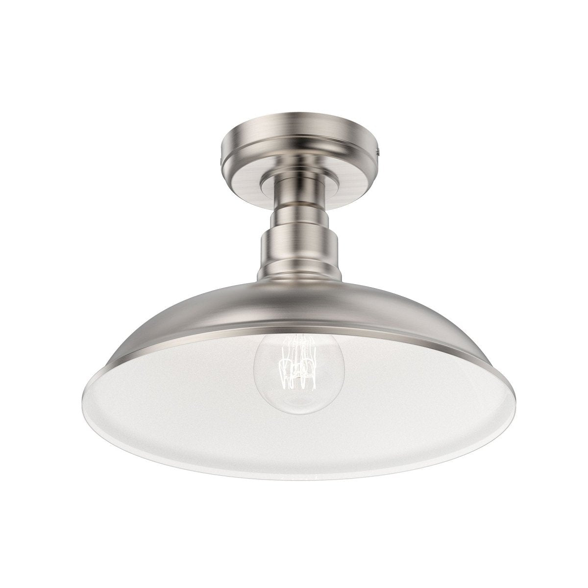 Industrial Style Brushed Nickel Semi Flush Mount Ceiling Fixture, E26 Base, UL Listed, 3 Years Warranty - LEDMyPlace