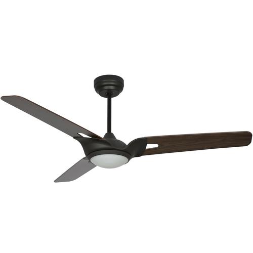 Innovator 52" 3 Blade Best Smart LED Ceiling Fan with Remote Control, Black/Dark Wood Pattern Finish, Works w/ Alexa/Google Home/Siri - LEDMyPlace