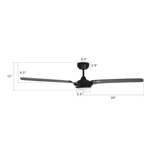 Innovator 52" 3 Blade Best Smart LED Ceiling Fan with Remote Control, Black/Dark Wood Pattern Finish, Works w/ Alexa/Google Home/Siri - LEDMyPlace