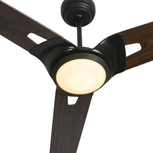 Innovator 52" 3 Blade Best Smart LED Ceiling Fan with Remote Control, Black/Dark Wood Pattern Finish, Works w/ Alexa/Google Home/Siri - LEDMyPlace