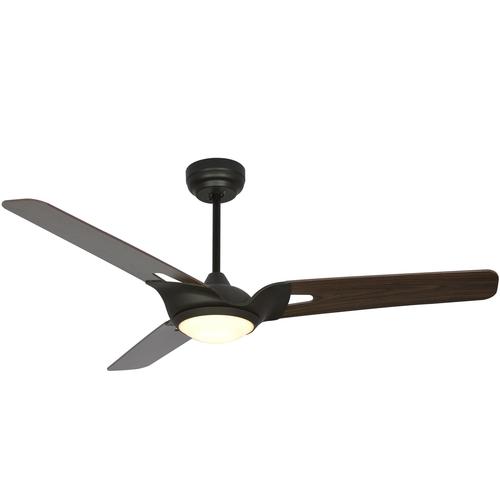 Innovator 52" 3 Blade Best Smart LED Ceiling Fan with Remote Control, Black/Dark Wood Pattern Finish, Works w/ Alexa/Google Home/Siri - LEDMyPlace