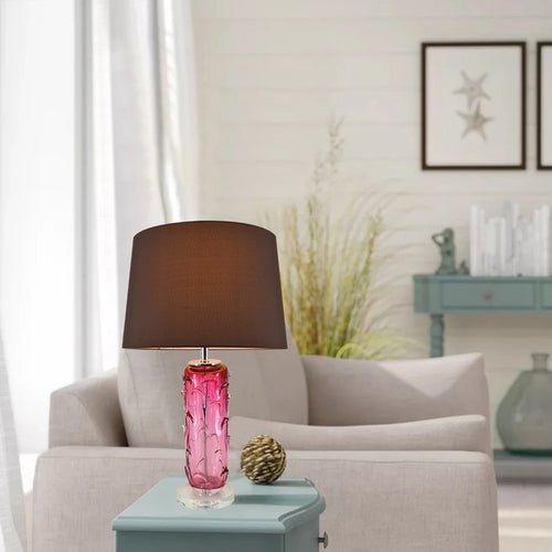 Jacinto Sculpted Translucent Glass Accent Best Table Lamp 27" - Rouge Pink/Chocolate Brown - LEDMyPlace