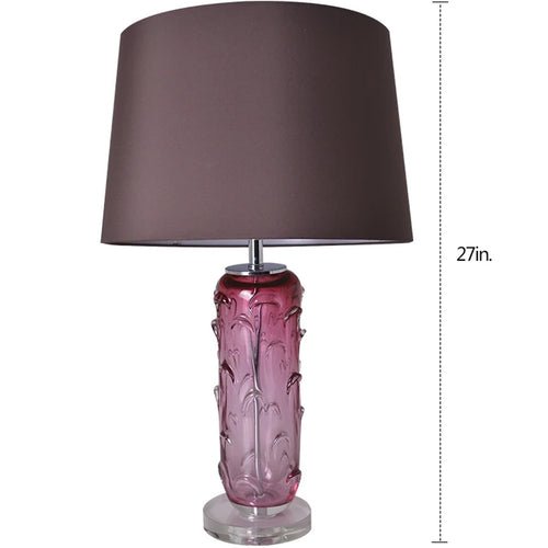 Jacinto Sculpted Translucent Glass Accent Best Table Lamp 27" - Rouge Pink/Chocolate Brown - LEDMyPlace