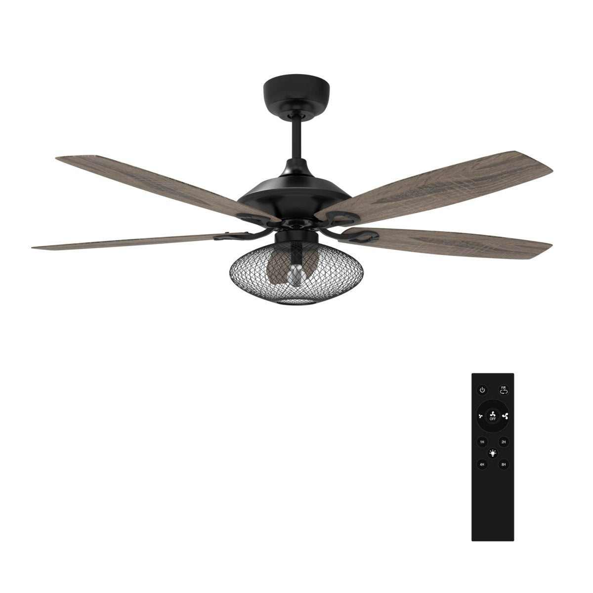 Karson 52 Inch 5 - Blade Best Ceiling Fan With Light & Remote - Black/Wood (Reversible Blades) - LEDMyPlace