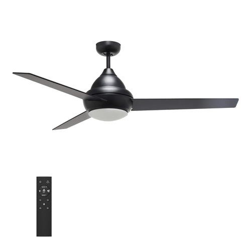 KENDRICK 52 inch 3 - Blade Best Ceiling Fan with LED Light Kit & Remote Control - Black/Black - LEDMyPlace