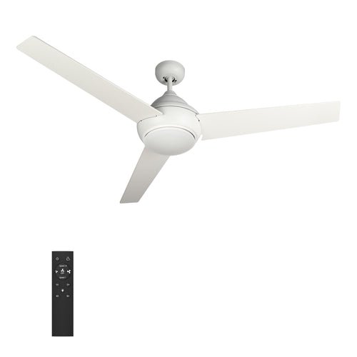 KENDRICK 52 inch 3 - Blade Best Ceiling Fan with LED Light Kit & Remote Control - White/White - LEDMyPlace