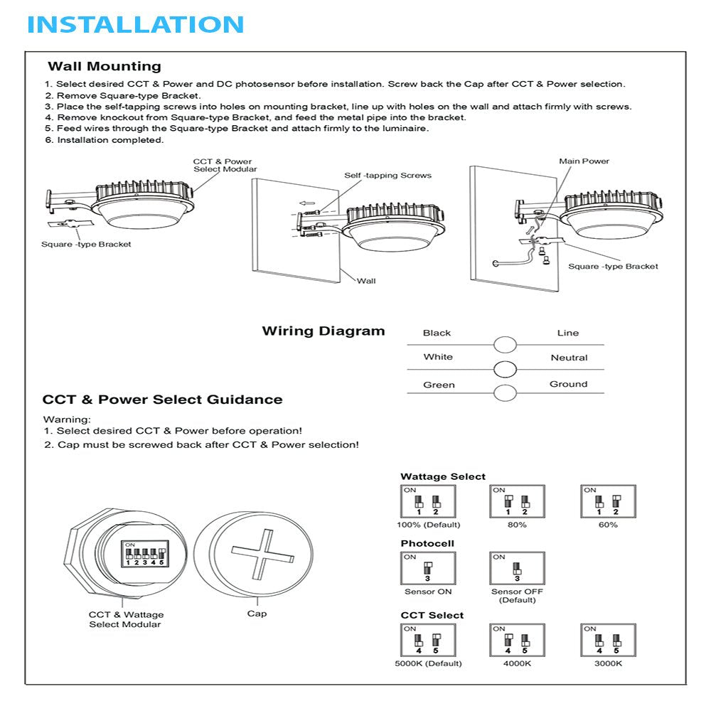 LED Barn Light w/ 3 - pin NEMA Photocell, 36/48/60 Wattage Adjustable 3000K/4000K/5000K CCT Changeable, 120 - 277V, Dusk - To - Dawn, Silver - LEDMyPlace