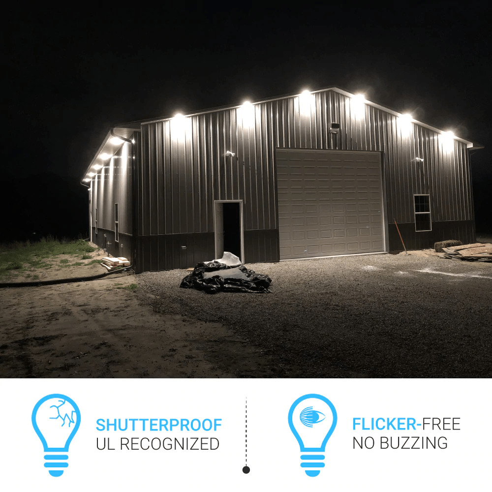 LED Barn Light w/ 3 - pin NEMA Photocell, 36/48/60 Wattage Adjustable 3000K/4000K/5000K CCT Changeable, 120 - 277V, Dusk - To - Dawn, Silver - LEDMyPlace