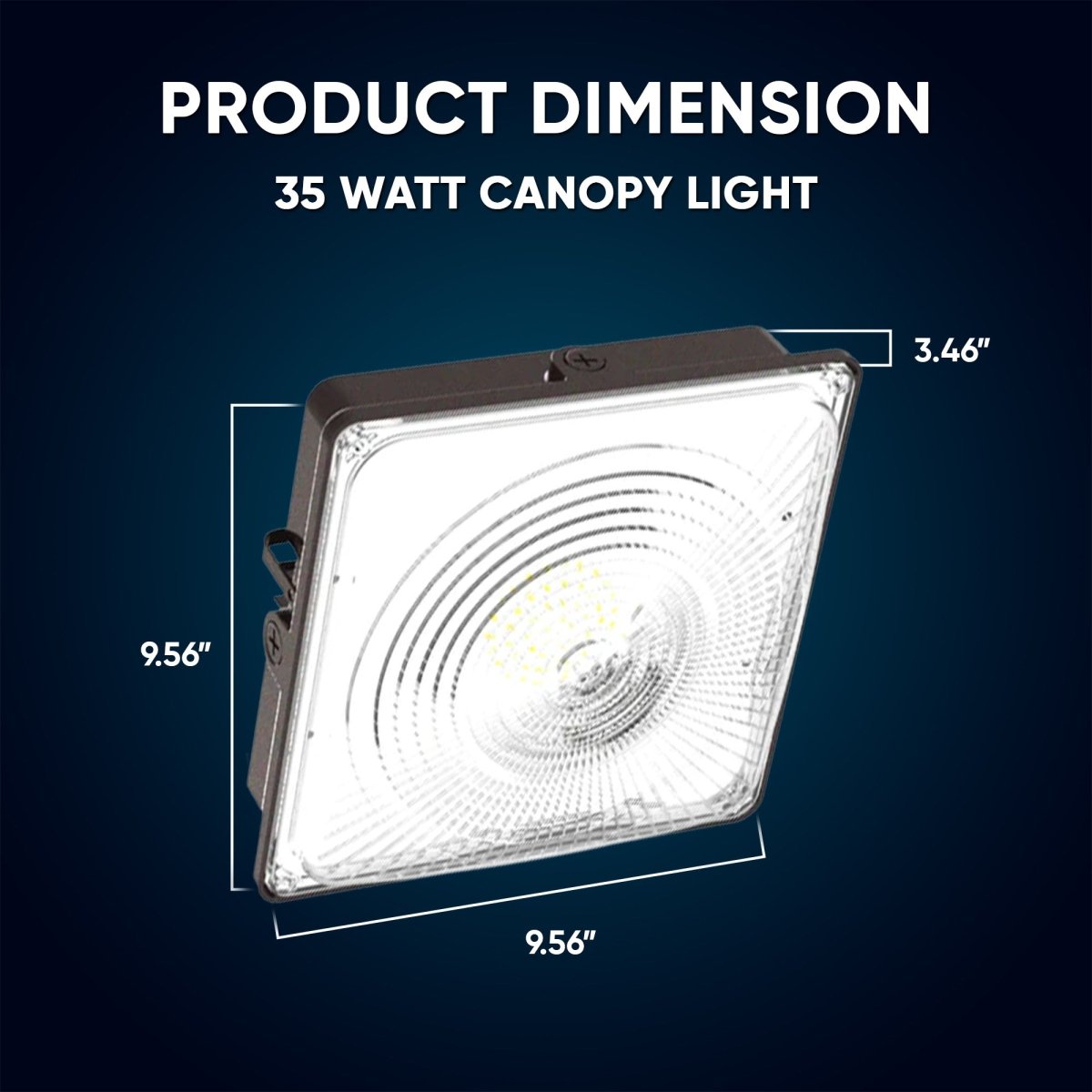 LED Canopy Light 35W 5700K Daylight 4550LM IP65 Waterproof 0 - 10V Dim 120 - 277VAC Surface or Pendant Mount, for Gas Stations Outdoor Area Light, Bronze - LEDMyPlace